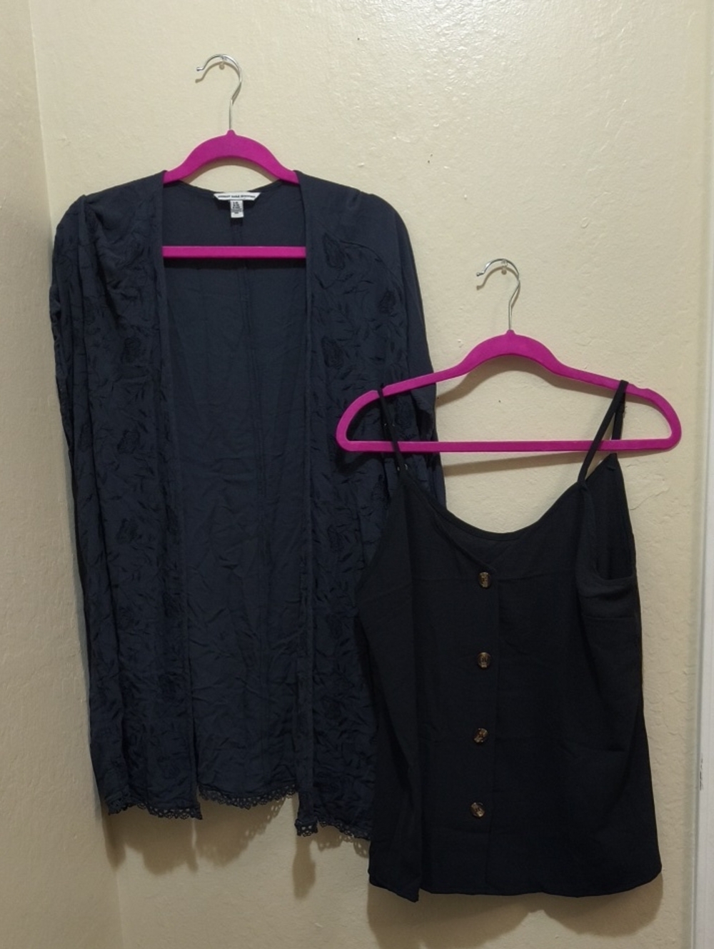 American Eagle Outfitters Navy Button-Front Cami and Open Cardigan Set